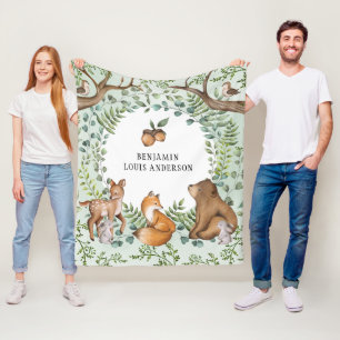 Couverture Polaire Animaux Whimsical Woodland Forest Greenery Nursery