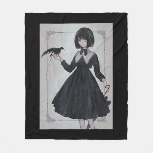 Couverture Polaire Anime Girl triste rétro esthétique japonaise Otaku