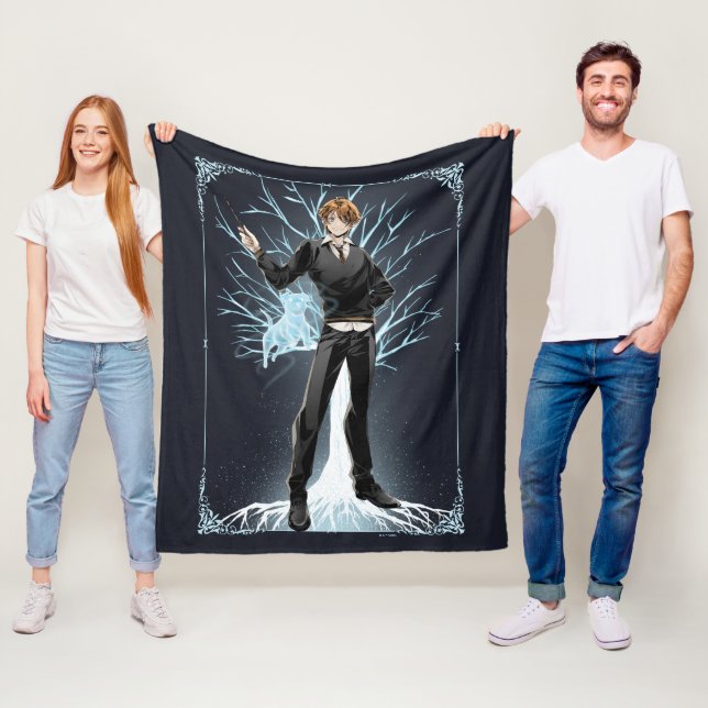 Couverture Polaire Anime le Patronus Terrier Jack Russell de Ron Weas (En situation)