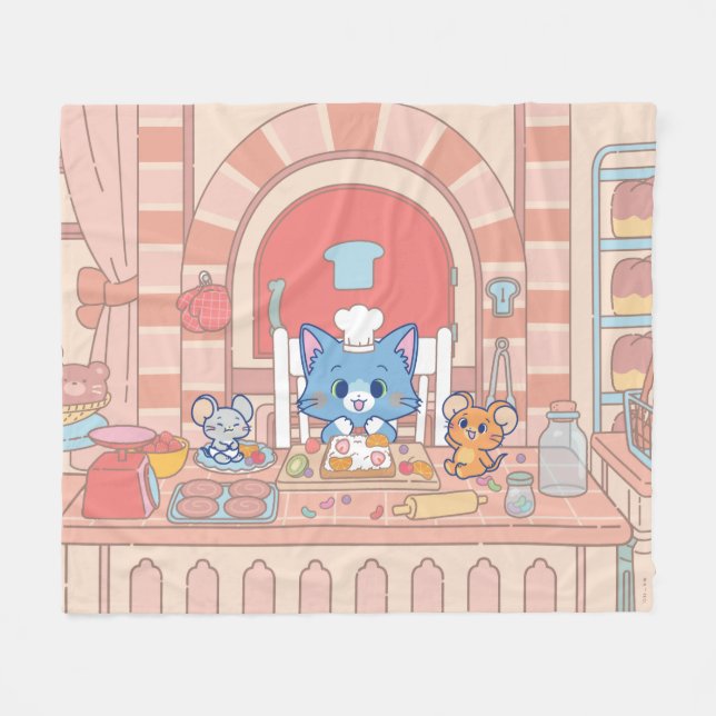 Couverture Polaire Anime Tom, Jerry et boulangerie Tuffy (Devant (Horizontal))