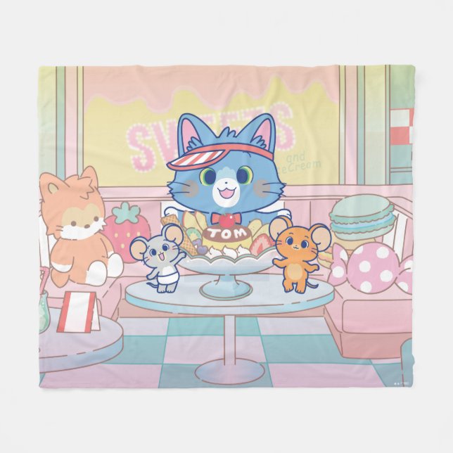Couverture Polaire Anime Tom, Jerry et Tuffy Dessert Parlor (Devant (Horizontal))
