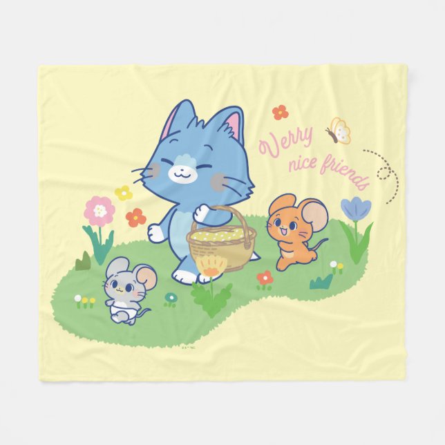 Couverture Polaire Anime Tom, Jerry et Tuffy Picnic (Devant (Horizontal))