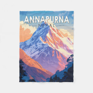 Couverture Polaire Annapurna Nepal Travel Art Vintage