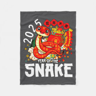 Couverture Polaire Année du Serpent 2025 Nouvel An Chinois 2025 Rouge