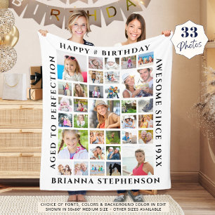 Couverture Polaire Anniversaire 33 Photo Collage Personnalisé