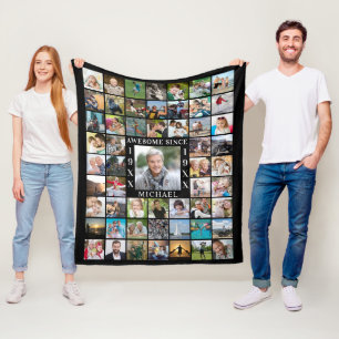 Couverture Polaire Anniversaire 55 Photo Collage AWESOME DEPUIS L'Ann
