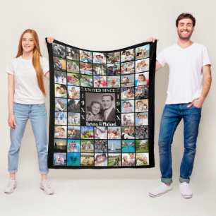 Couverture Polaire Anniversaire 55 Photo Collage UNIE DEPUIS