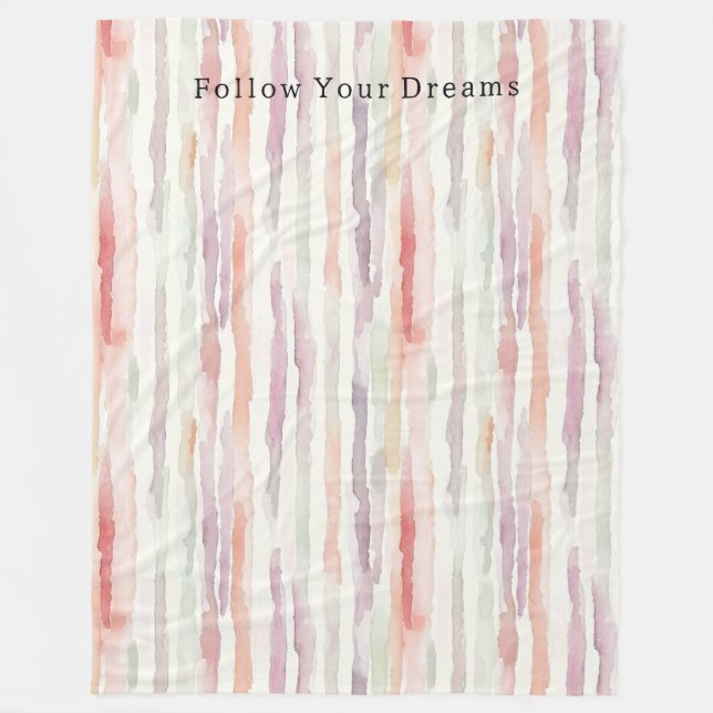Couverture Polaire Anniversaire de lavande melon rose blanc rayures (Devant)
