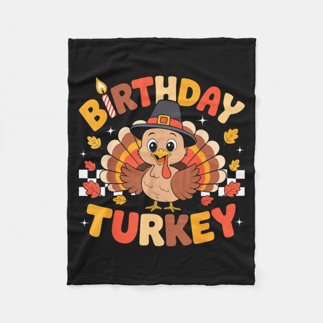 Couverture Polaire Anniversaire de Thanksgiving Dinde Fête d'annivers (Devant)