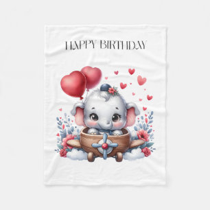 Couverture Polaire Anniversaire d'éléphant volant
