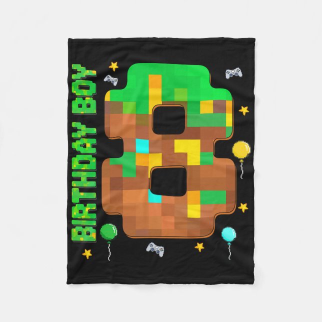 Couverture Polaire Anniversaire drôle de 8 ans jeu pixel Anniversaire (Devant)