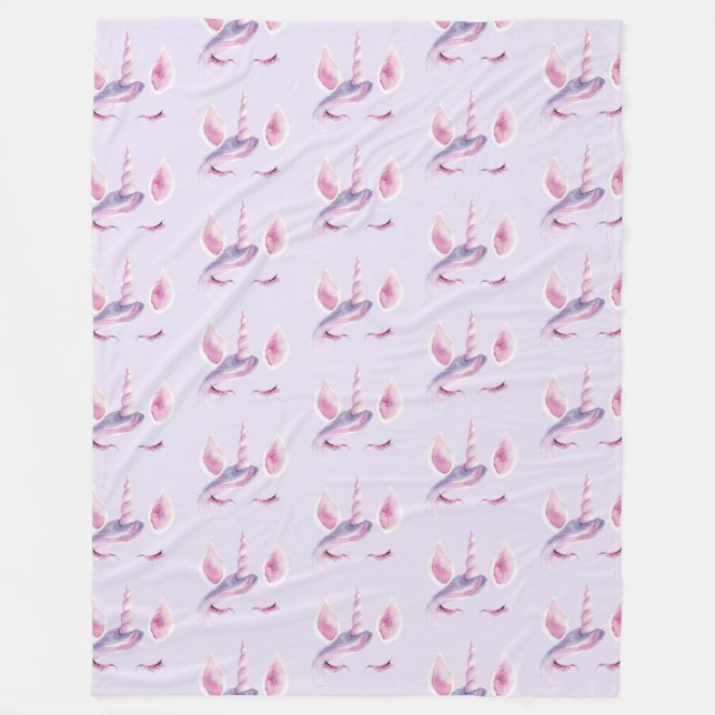 Couverture Polaire Anniversaire Licorne Rose Violet (Devant)