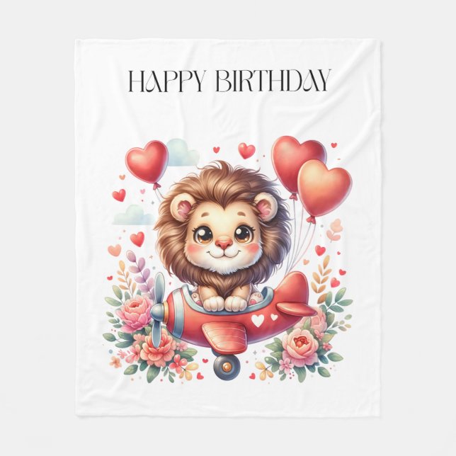 Couverture Polaire Anniversaire Lion Volant (Devant)
