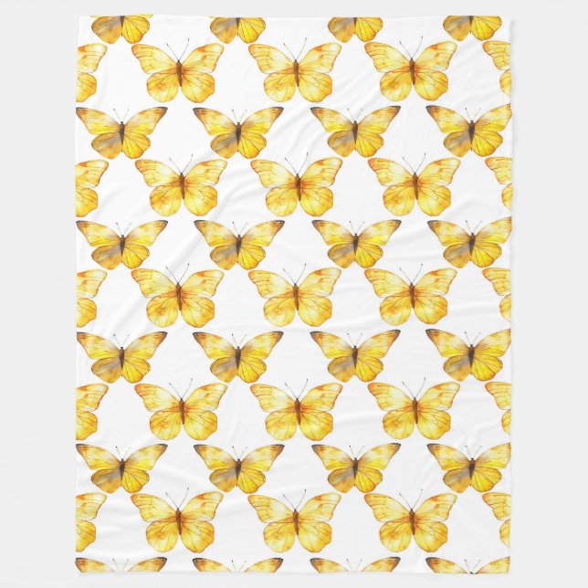 Couverture Polaire Anniversaire Papillons Jaunes (Devant)