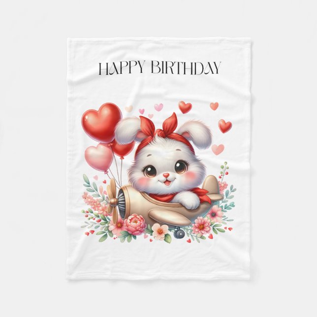 Couverture Polaire Anniversaire Pilote Lapin (Devant)