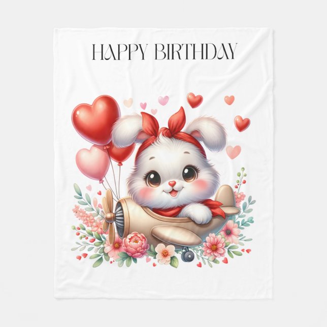 Couverture Polaire Anniversaire Pilote Lapin (Devant)