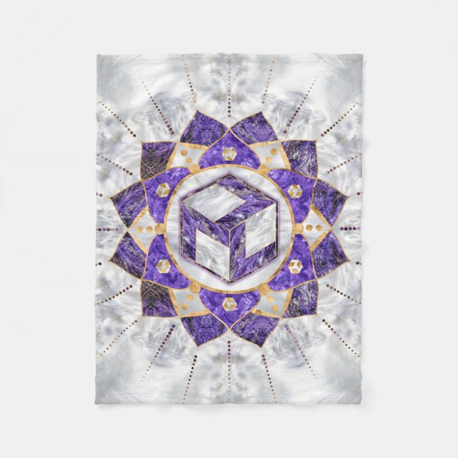 Couverture Polaire Antahkarana à Lotus Mandala- Amethyst et Pearl (Devant)