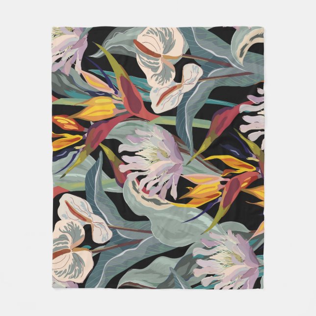 Couverture Polaire Anthurium Strelitzia : Splendeur Vintage tropicale (Devant)