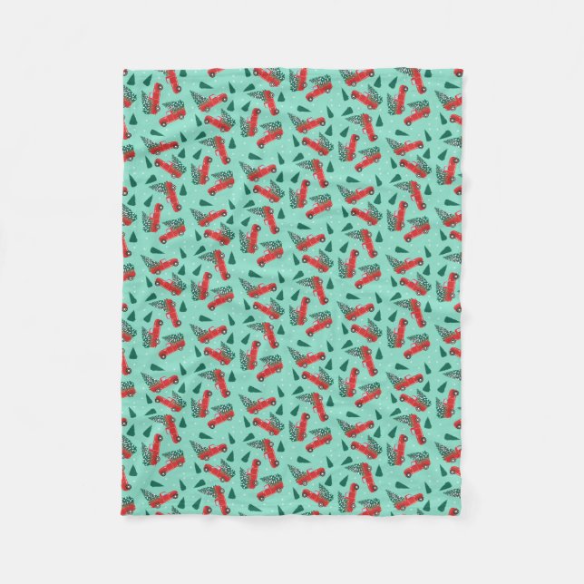 Couverture Polaire Antique Camion Camion Arbre de Noël Pattren (Devant)