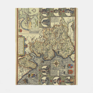 Couverture Polaire Antique Fantasy Sea Monster Map Print