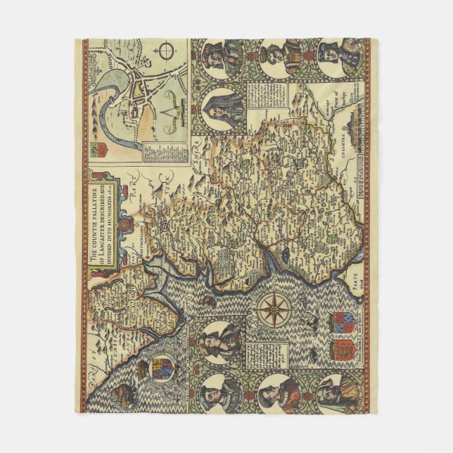 Couverture Polaire Antique Fantasy Sea Monster Map Print (Devant)