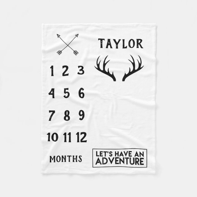 Couverture Polaire Antler Adventure Baby Boy Milestone Blanket (Devant)