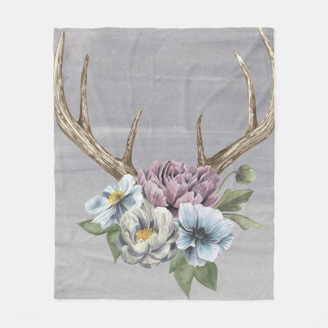 Couverture Polaire Antlers floraux de cerfs (Devant)