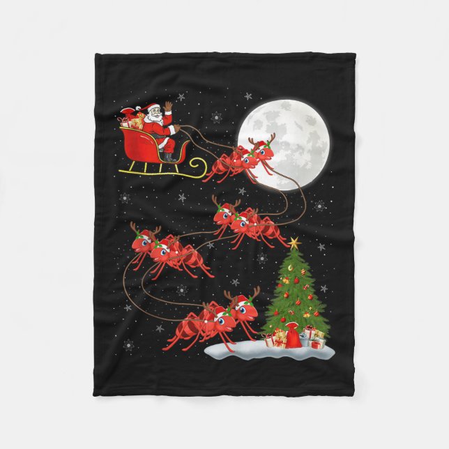 Couverture Polaire Ants Santa Sleigh Flying Funny Magical Christmas T (Devant)