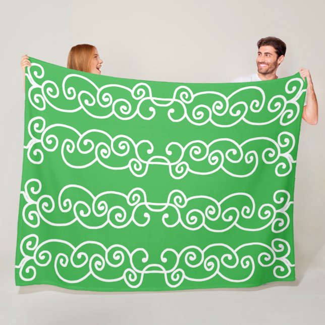 Couverture Polaire Apple vert défilements blancs (En situation)