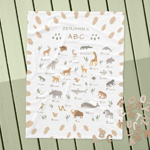 Couverture Polaire Apprendre ABC Jungle Safari Animaux Enfants