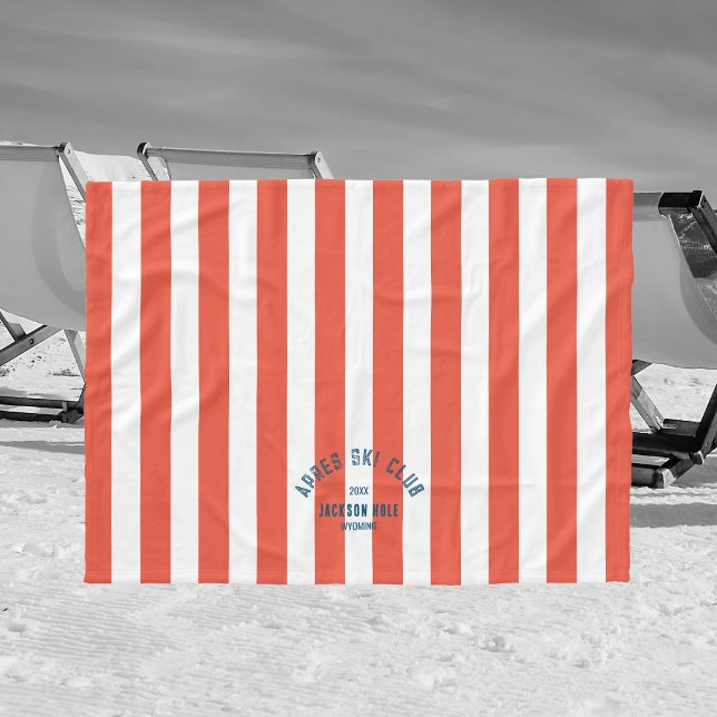 Couverture Polaire Apres Ski Club Custom Location Retro Red Stripe (Créateur téléchargé)
