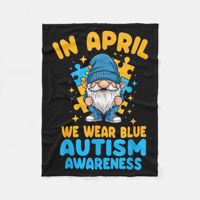 Couverture Polaire April wear blue autism acceptance gnome puzzle  (Devant)