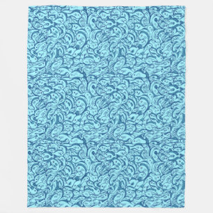 Couverture Polaire Aqua Blue Fish Motif Fleece Blanket