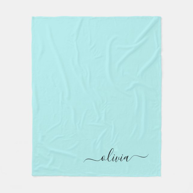 Couverture Polaire Aqua Blue Turquoise Féminin Monogramme Nom Moderne (Devant)
