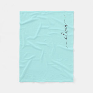 Couverture Polaire Aqua Blue Turquoise Monogramme Nom Moderne