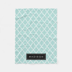 Couverture Polaire Aqua personnalisé et Quatrefoil noir