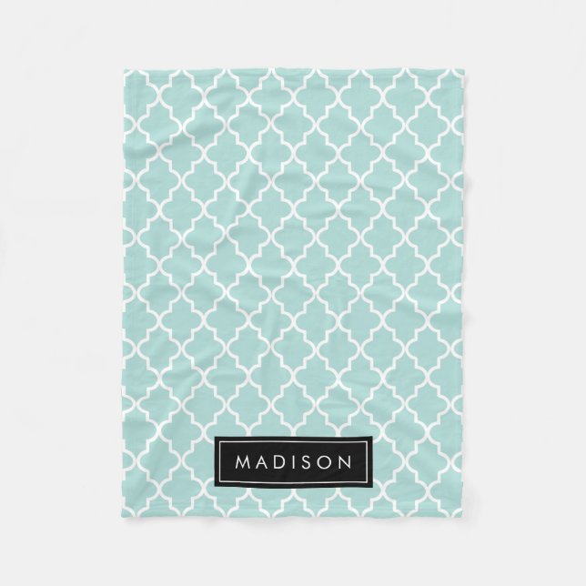 Couverture Polaire Aqua personnalisé et Quatrefoil noir (Devant)