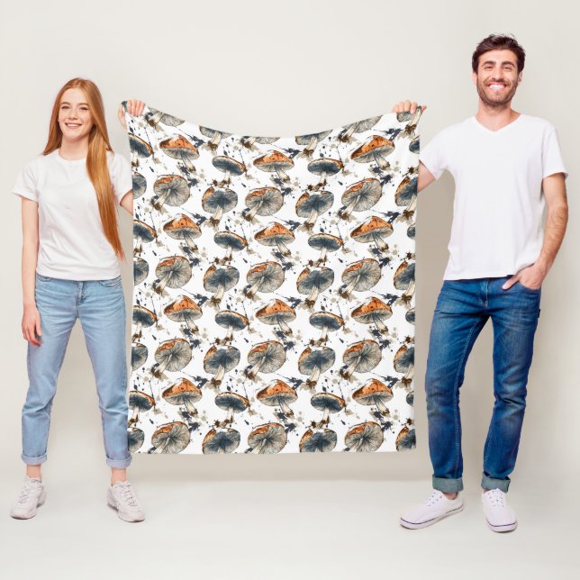 Couverture Polaire Aquarell Wald Champignons Design (En situation)