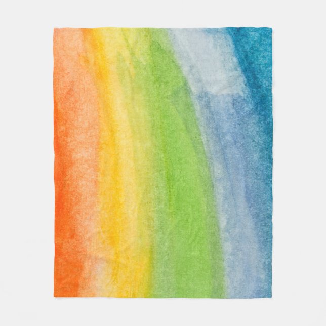 Couverture Polaire aquarelle Abstraite couleurs arc-en-ciel fond (Devant)