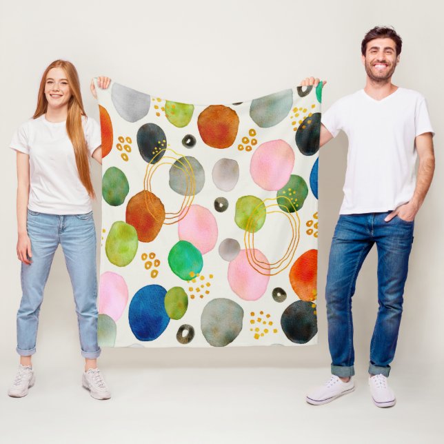 Couverture Polaire Aquarelle Abstraite Gold Parties scintillant Art (En situation)