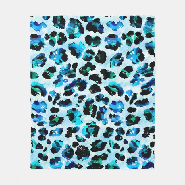 Couverture Polaire Aquarelle Abstraite Motif de peau léopard (Devant)