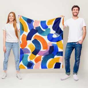 Couverture Polaire Aquarelle Abstraite Vibrante   Artistique Moderne