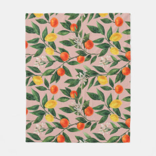 Couverture Polaire Aquarelle Agrumes Branches Motif