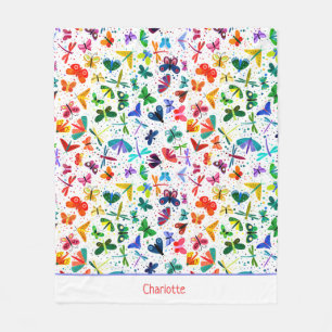 Couverture Polaire Aquarelle Arc-en-ciel Papillons Enfants Personnali