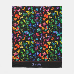 Couverture Polaire Aquarelle Arc-en-ciel Papillons Enfants Personnali