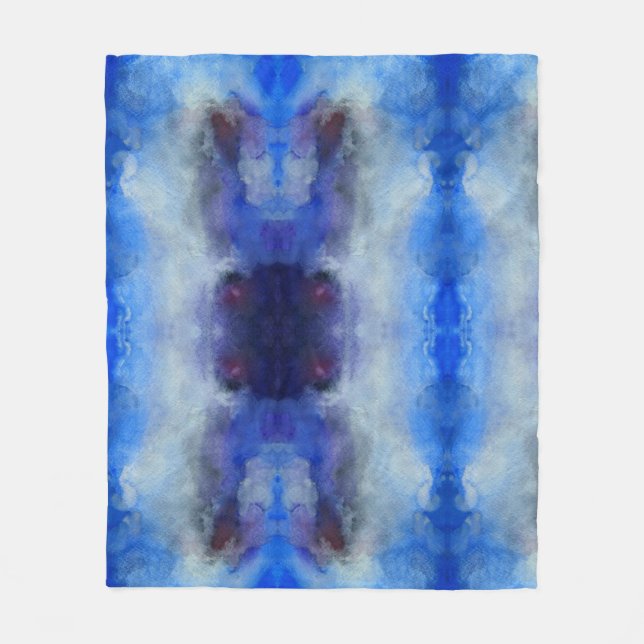 Couverture Polaire Aquarelle ArtBleu mauve magik Blanche polaire (Devant)