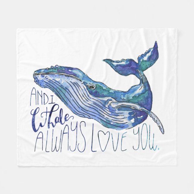Couverture Polaire Aquarelle Baleine - I Whale Toujours Vous Aimez (Devant (Horizontal))