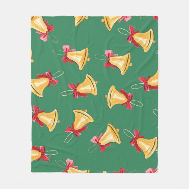 Couverture Polaire Aquarelle Bell Motif Vert sans joint (Devant)