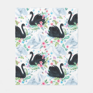 Couverture Polaire Aquarelle blanc et noir lac de cygne transparent p