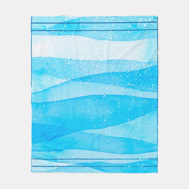 Couverture Polaire Aquarelle bleu arrière - plan (Devant)